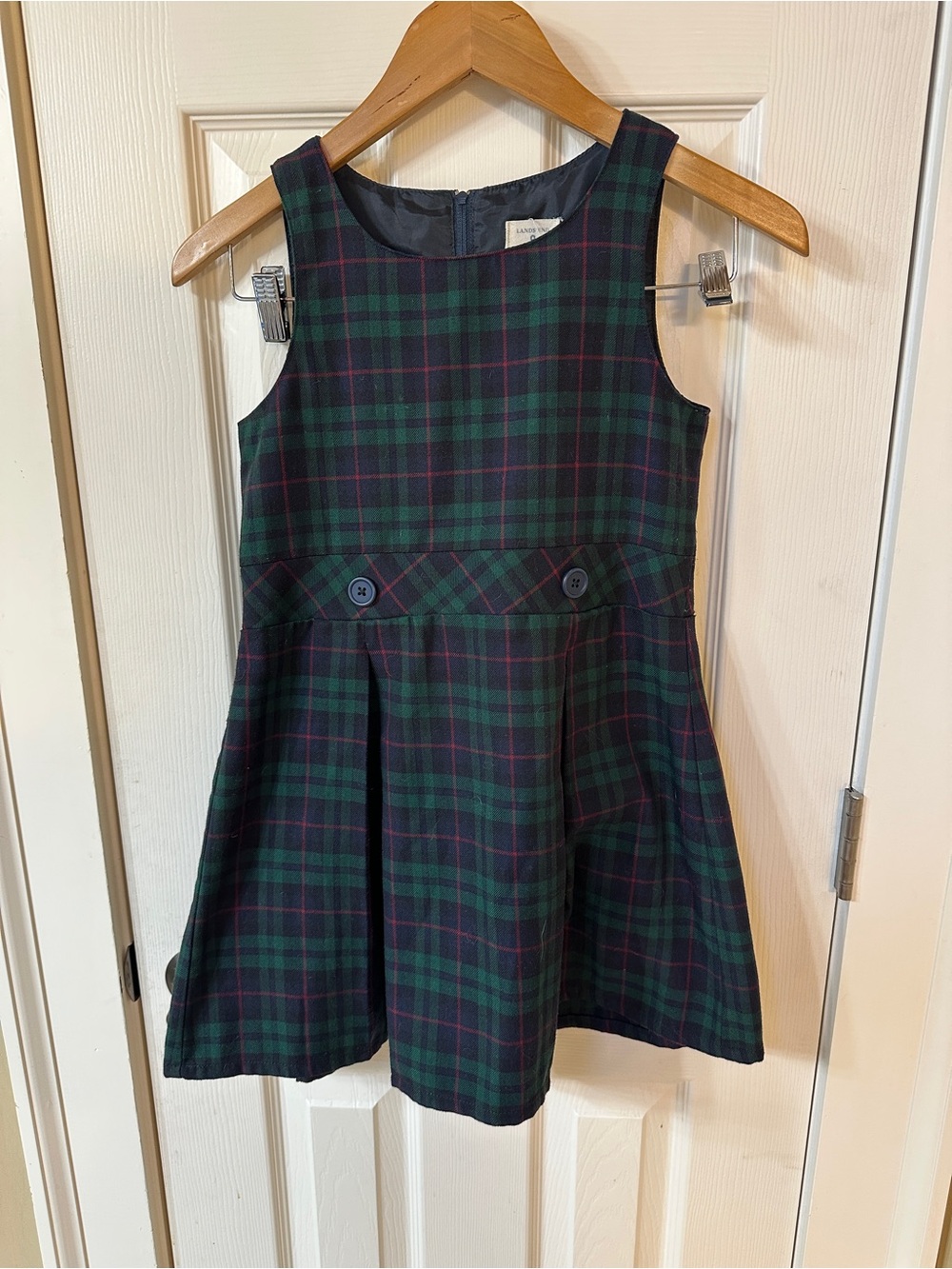 Lands End Girls Plaid Jumper Dress Fall School Uniform Preppy Classic 7